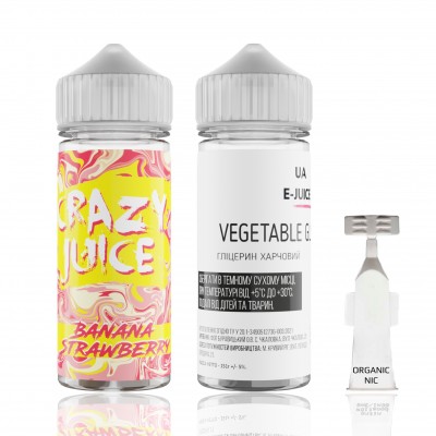 Компоненти Crazy Juice - Banana Strawberry (120ml / 3mg): Ціна, Характеристики, Фото