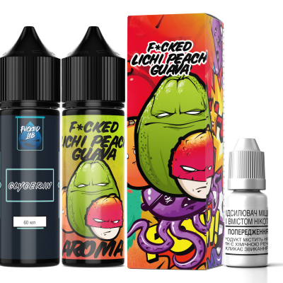 Компоненти Fucked - Lichi Peach Guava (60ml / 3mg): Ціна, Характеристики, Фото