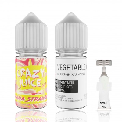 Набір Рідина Crazy Juice salt - Banana Strawberry (30ml / 50mg): Ціна, Характеристики, Фото