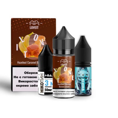 Набор Жидкость Flavorlab LOVEIT salt - Hazelnut Caramel Banana Cream (30ml / 50mg):